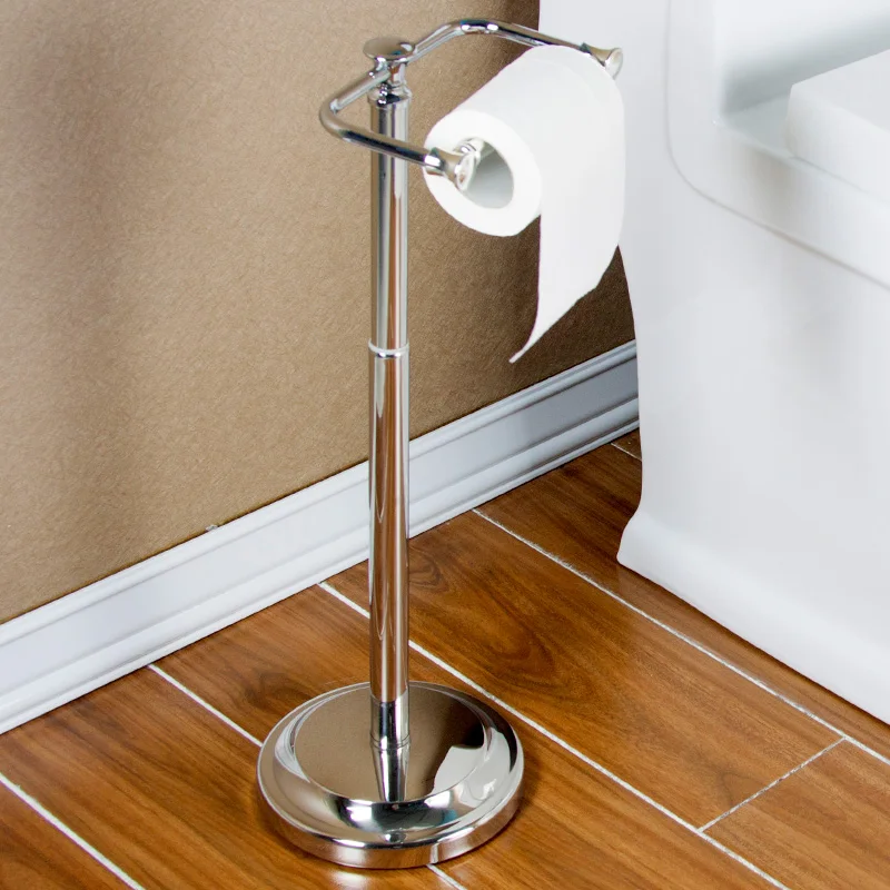 

Toilet Floor Roll Holder Adjustable Bathroom Hand Tray Kitchen Vertical Tissue Rack Roll Holder Free Punch Wall Stainless Steel
