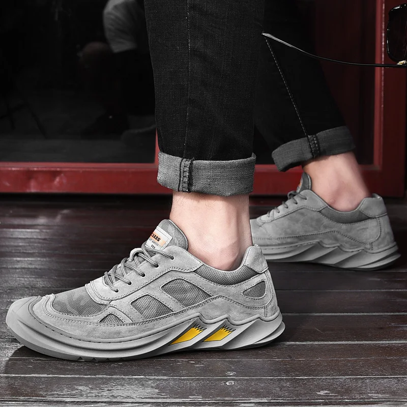 

New Spring Designer Sneakers For Men Dark gray Mens Fashion Casual Sneakers Non-Slip Casual Shoes Male Rubber Walking Shoes Men