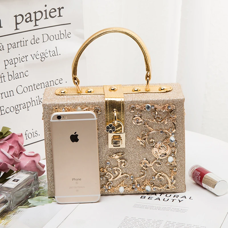 2019 Новая Винтажная коробка с замком сумочка вырезами цветочный дизайн