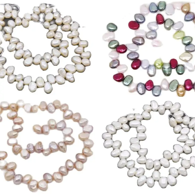 

8mm-10mm Multi-Color Freeform Pearl Loose Beads 14" Jewelry Making white pink purple Choose