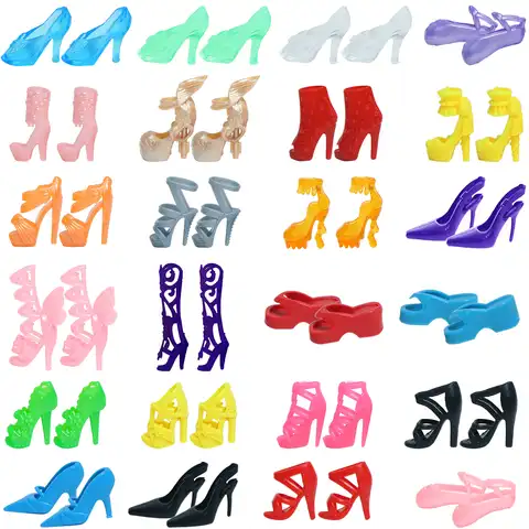 Туфли для кукол Барби, босоножки на высоком каблуке, тапочки в ассортименте, аксессуары для кукол, домик для девочек, случайные 10 пар
