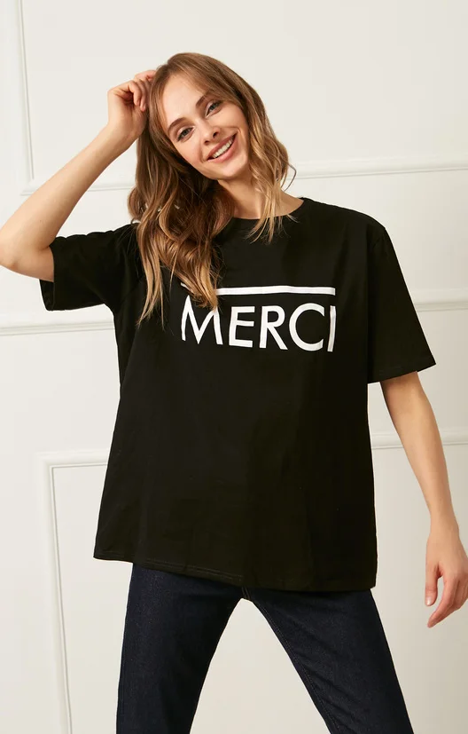 Футболка в французском стиле с надписью Thank you летние женские футболки модные для