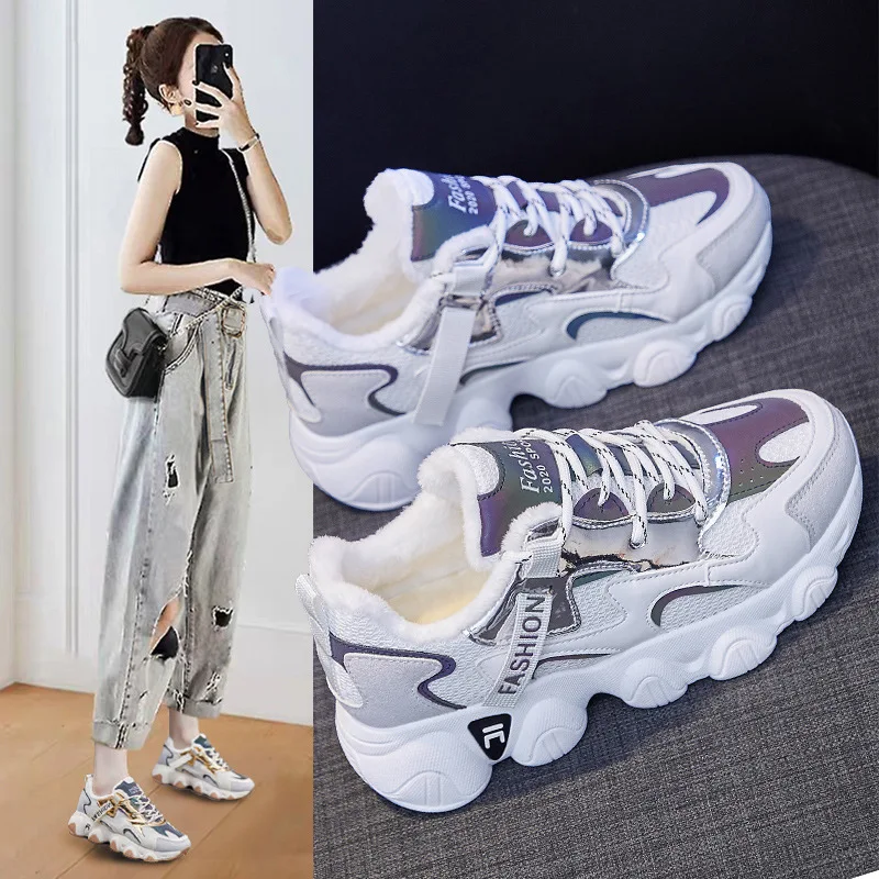 

Winter Women boots 2021 new Warmth Vulcanized Shoes Fashion Korean Version Sports Shoes platform Woman Shoes