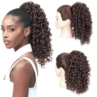 azqueen synthetic hair drawstring puff ponytail kinky curly clip in pony extension for black white women