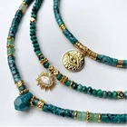 Короткое ожерелье ручной работы из натурального зеленого камня, уникальный узор, круглый камень для мужчин и женщин, зима 2021, очаровательные Ретро ювелирные изделия, подвеска