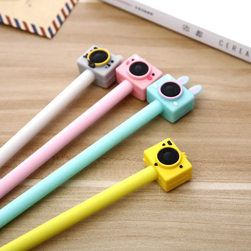 

36PCS South Korea New Style Students Gift Cute Retro Cassette Camera Learning Stationery Black Gel Pen Office Signing Pen