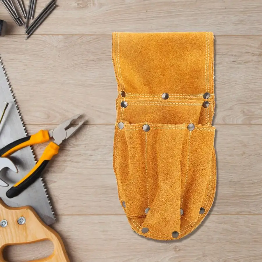 

Thickened Tool Waist Bag Durable Multifunctional Yellow Cowhide Hardware Tool Storage Toolkit Tool Bag