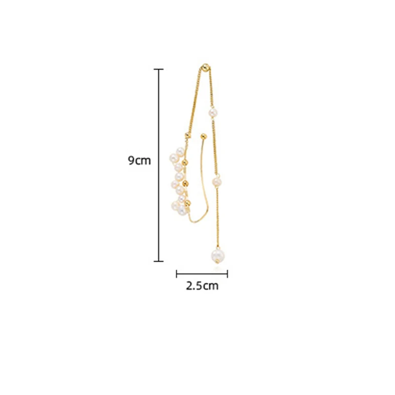 

New Fashion Gold Simple Pearl Chain Clip Earrings For Women Girls Cute Pearl Cartilage Ear Cuff Clip Piercing Jewelry Ear Clips