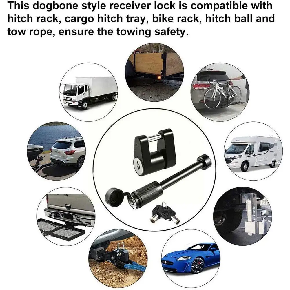 

Black Trailer Latch Hook Lock Receiver +1/4 Lock Security Hook Traction Trailer Car Kit Tongue Lock Pin Security Anti-theft M8N0