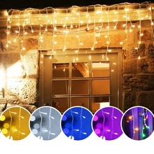 Guirnalda de luces LED de Navidad para exteriores, cortina de carámbanos de 5M, caída de 0,4-0,6 m, CA de 220V, luz decorativa para jardín y calle, para vacaciones