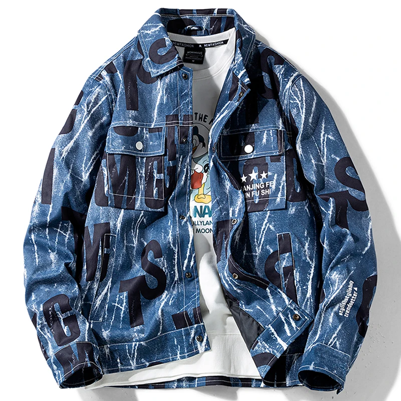 

Куртка мужская демисезонная в стиле хип-хоп, синяя, Черная