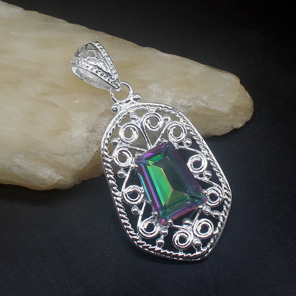 

Fashion Jewelry Unique Genuine 925 Silver Dashing Mystical Fire Topaz Charm Pendant Necklace Gifts for Women Girls 20213804