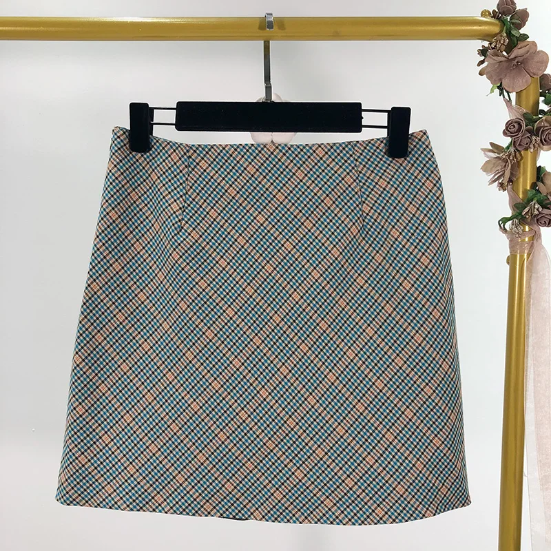 Костюм с юбкой Новинка осени 2019 Дизайнерский контрастных цветов пиджак и юбка