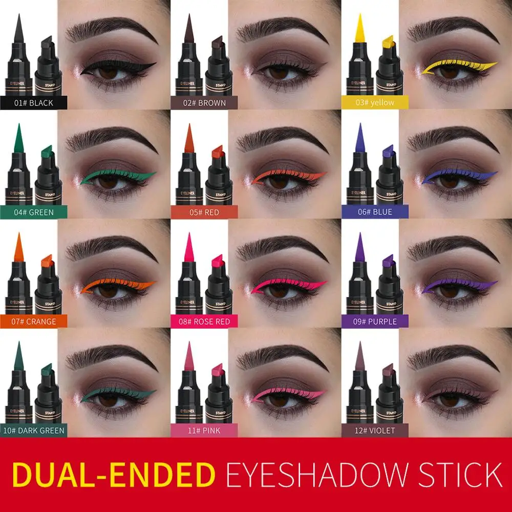 

Colorful Seal Stamp Liquid Eyeliner Pen Waterproof Fast Dry Black Eye Liner Pencil With Eyeliner Cosmetic Double-ended Eyeliner