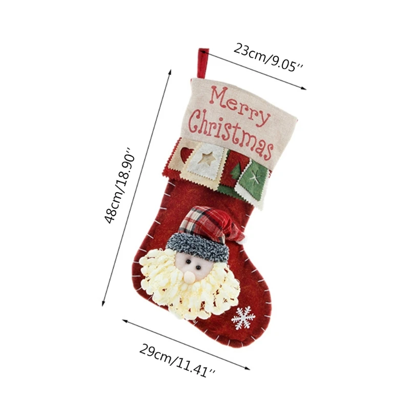 

Christmas Stockings Large Xmas Socks with 3D Santa Snowman Reindeer Gift Bags for Fireplace Tree Christmas Decorations