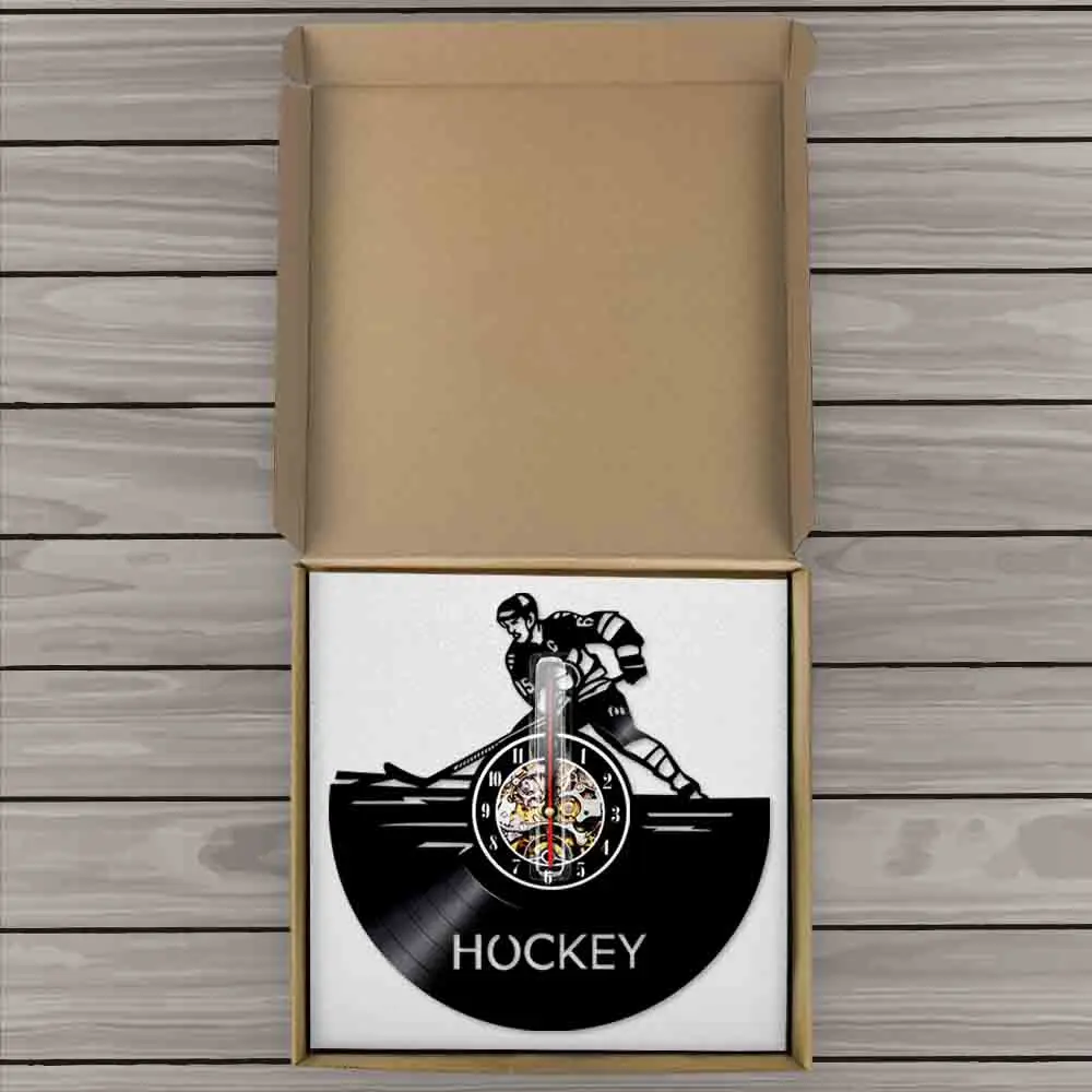 Настенные часы для хоккея силуэт настенное искусство домашний декор виниловые