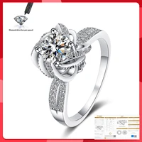hollow flower sona diamond ring 925 sterling silver engagement wedding band rings for women bridal party moissanite jewelry