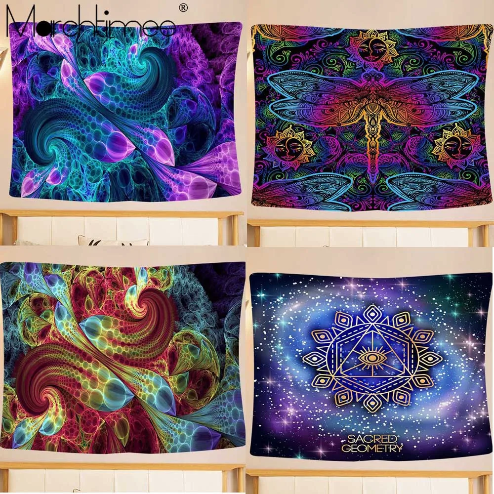 Trippy Alien настенный гобелен ковер дерево глаз гобелены Лев Psychedelic колдовство Tapiz
