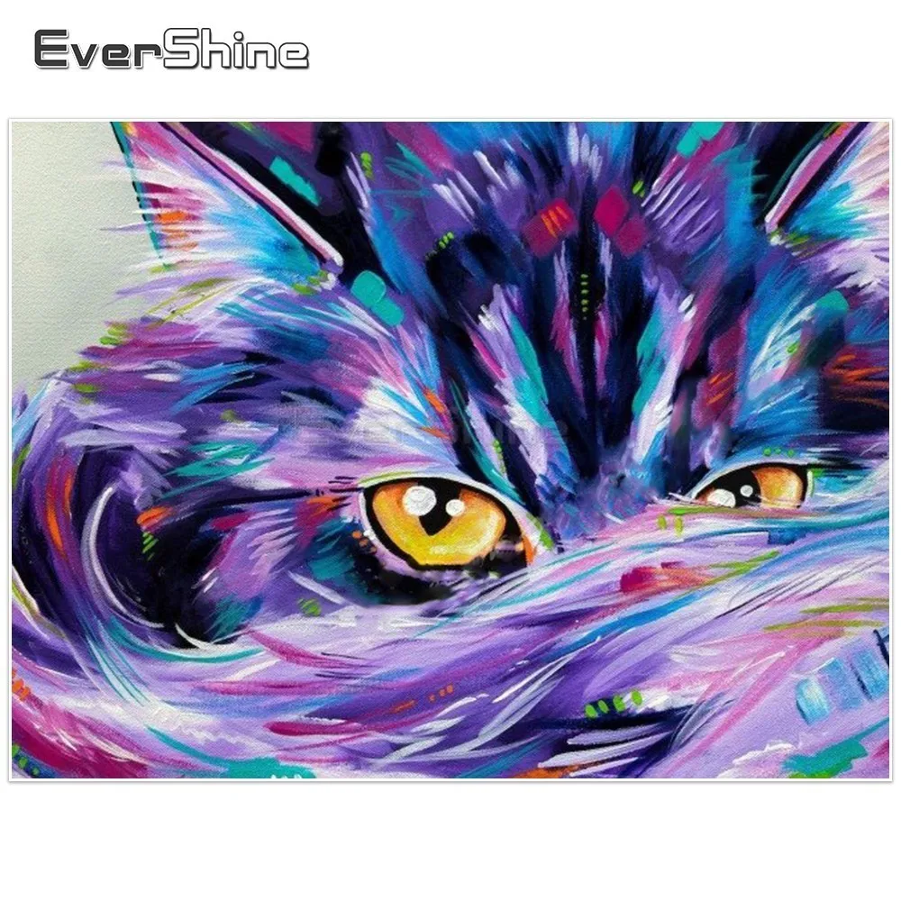 EverShine Diamond Embroidery Animals Pictures Of Rhinestones Mosaic Full Round Painting Cat Home Decoration|Алмазная мозаика и