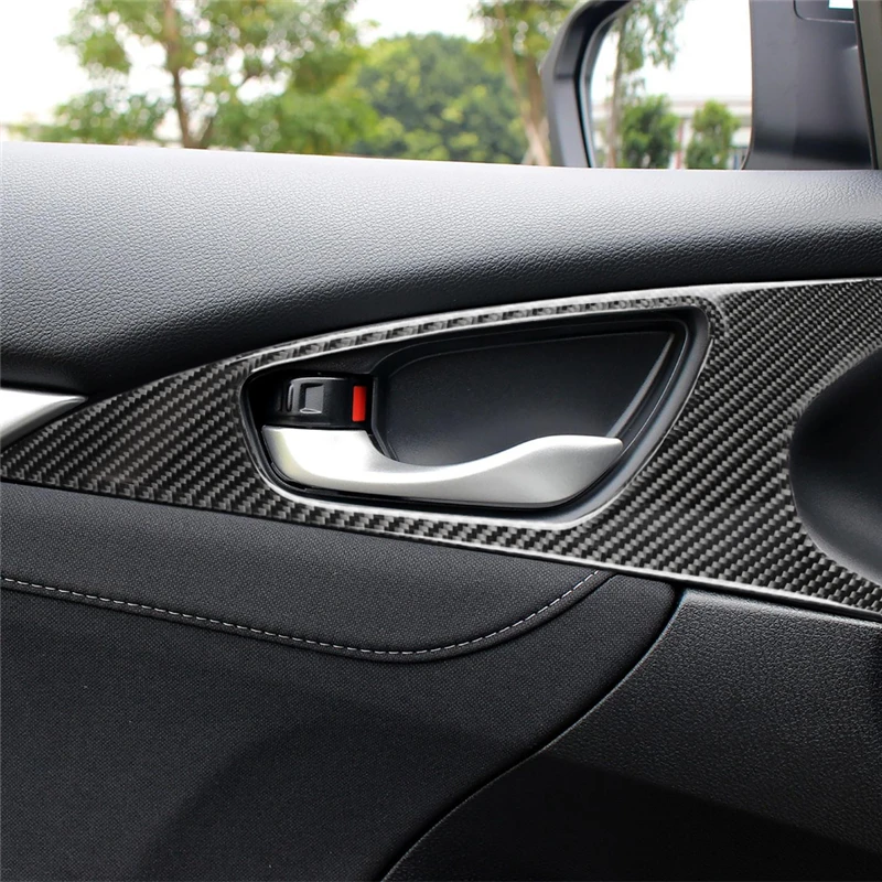 

2PCS Carbon Fiber Door Handle Door Panel Interior For Honda Civic 10th 2016-2019 Car Interior Accessories Automotive Goods