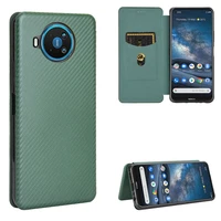 luxury built in magnet carbon fiber pc leather flip case for nokia 8 3 hard cover with card slot