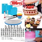 DIY Многофункциональный комплект для украшения торта, торта, поворотный стол, набор кондитерских трубок, инструмент для помадки, инструменты для торта, кухни, десерта, 106 шт.