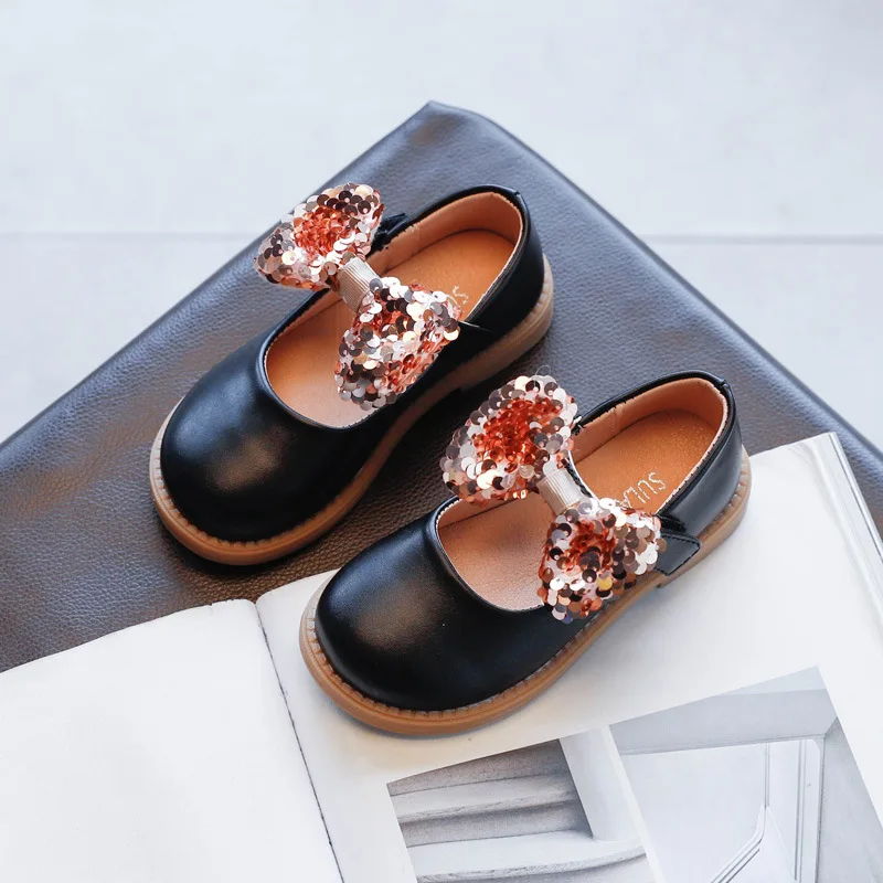 

Детские кожаные туфли, весна 2021, симпатичные туфли с бантом для девочек, маленькие девочки, блестящие туфли с мягкой подошвой в горошек, обув...