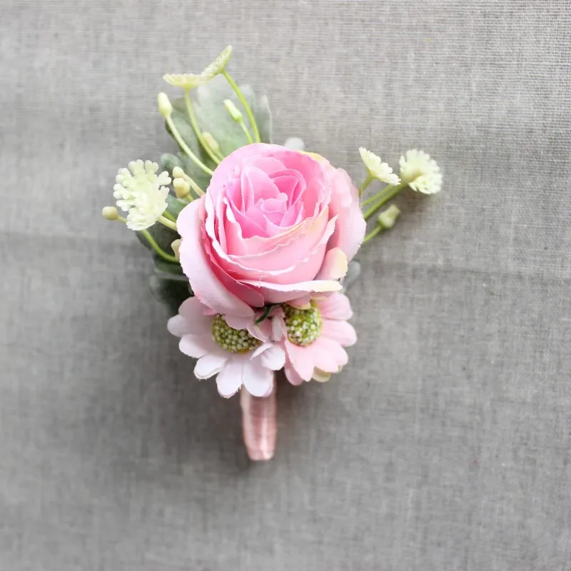 Искусственный Шелковый цветок розы Свадебные Мужские цветы бутоньерка для