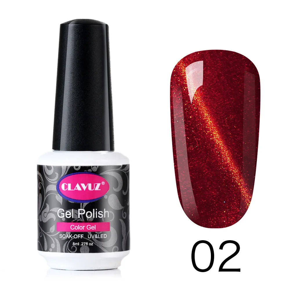 CLAVUZ 8 мл Золотой кошачий глаз лак для ногтей замачивается винно красный УФ гель