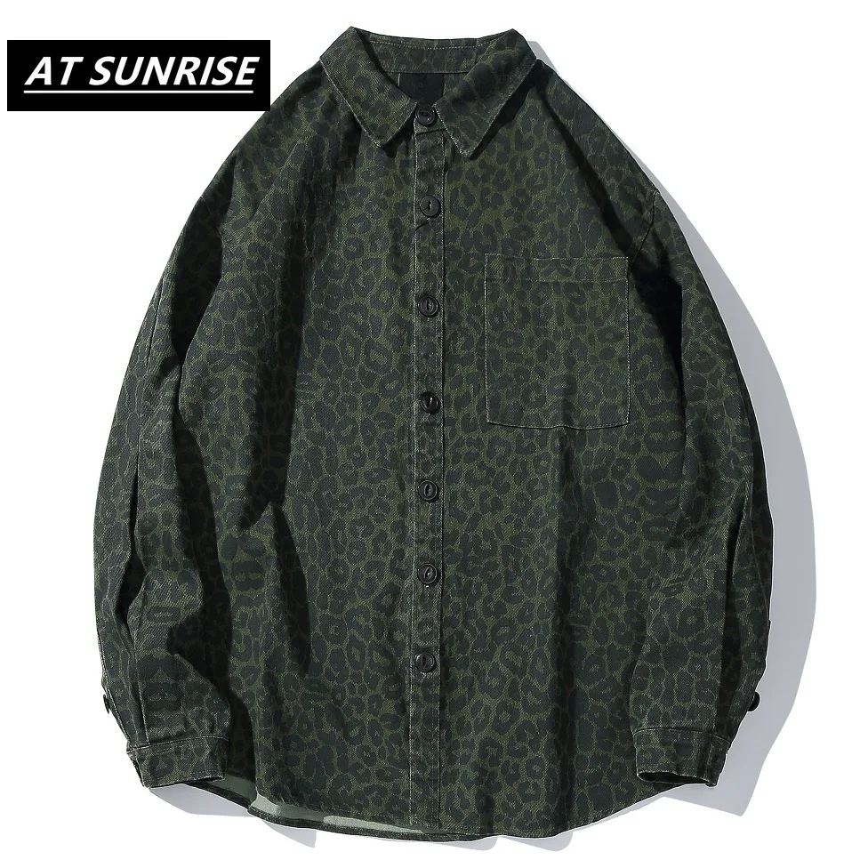 Мужские рубашки с леопардовым принтом модные топы в стиле Харадзюку уличная