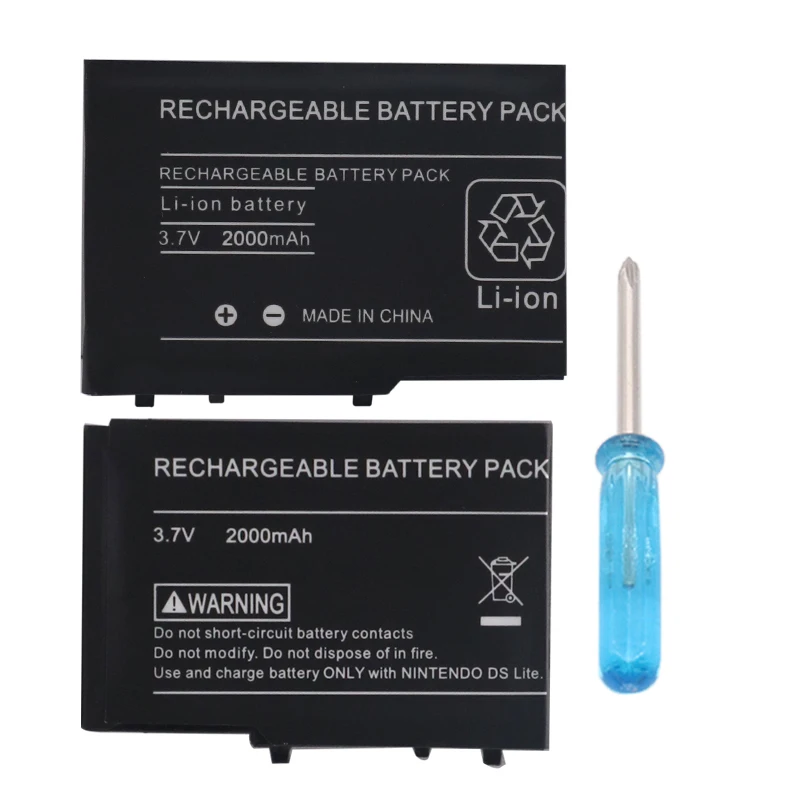 2pcs2000mAh 3 7 V литий ионный аккумулятор + набор инструментов для Nintendo DSL NDS Lite|Батареи| |
