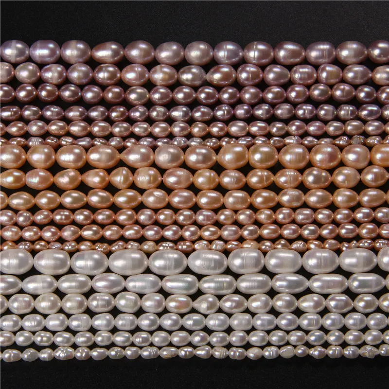 

Irregular Oval Natural Freshwater Pearl Beads Small Rice Shape Pearl Loose Beads For Jewelry Making DIY Bracelet Necklace 14"
