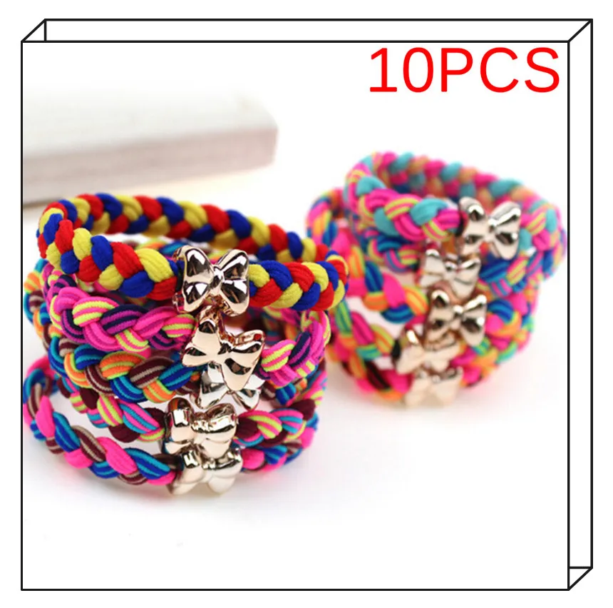 10 шт. Женская плетеная резинка для волос ультраэластичная повязка на голову