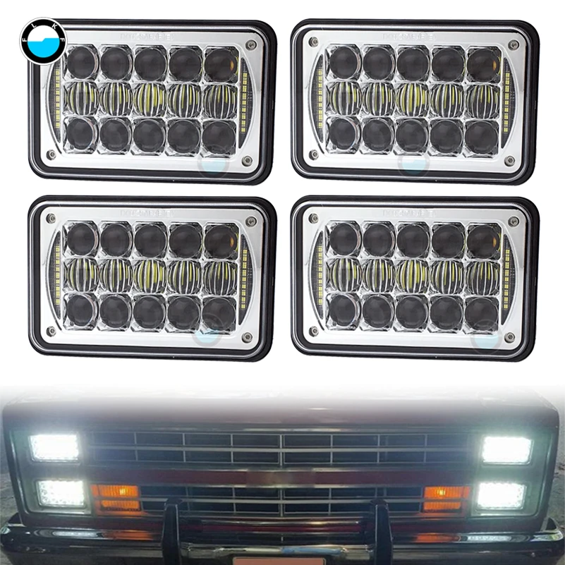 4 шт. 4x6 светодиодные фары прямоугольный H4 разъем для GMC Safari Ford Chevrolet Toyota Nissan Trucks