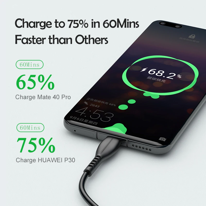 Кабель Awei USB C для Xiaomi Redmi Note 10 кабель Type шнур быстрой зарядки Huawei P40 Pro зарядный