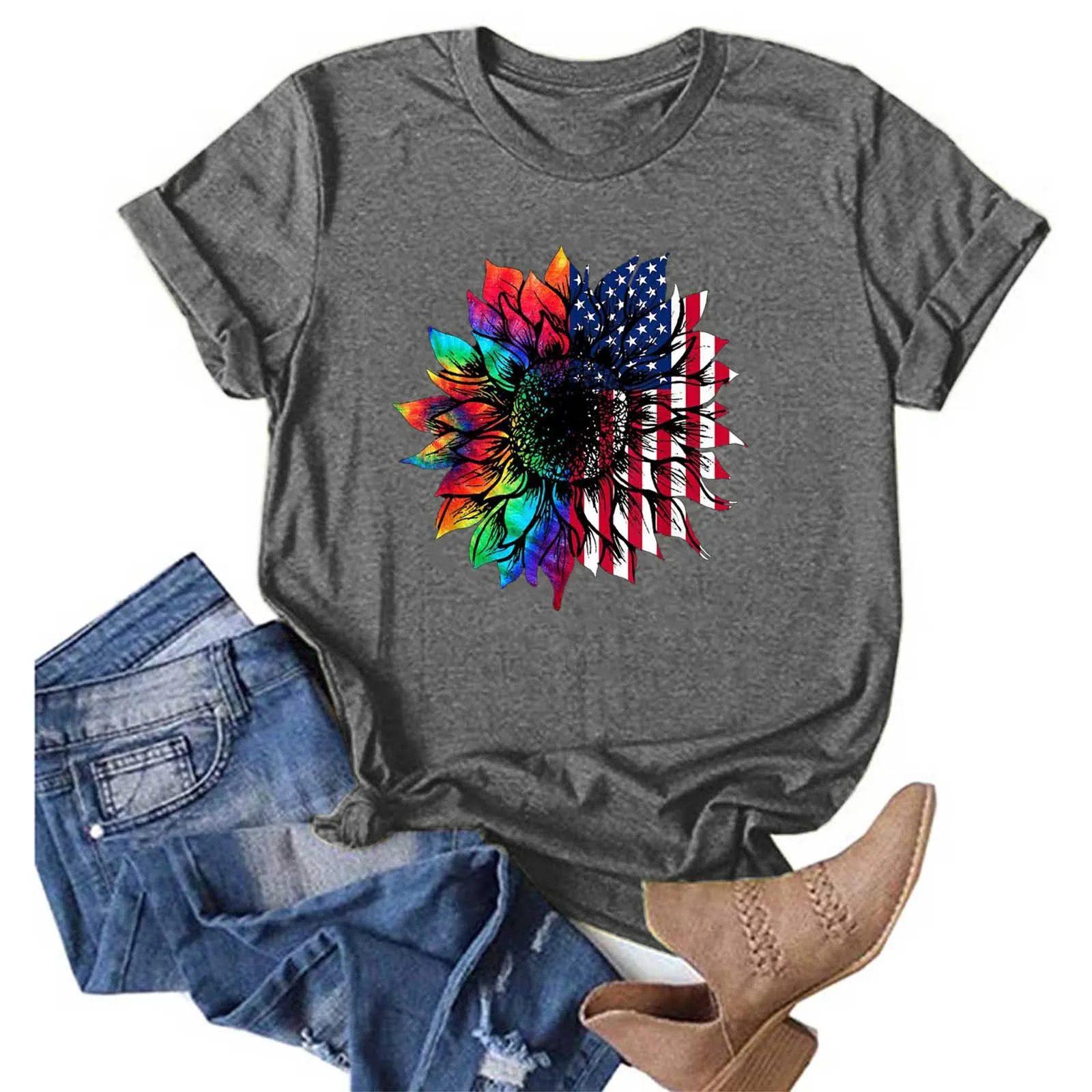 

Women T-Shits Casual Letters Printing Shirts Short Sleeve Loose Tee Tops Tunic Blouse 90S Fashion Trends Loose Tee Tops Tunic