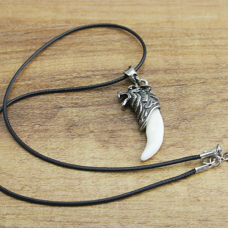 Мужская кожаная цепочка с подвеской в форме зуба | Украшения и аксессуары