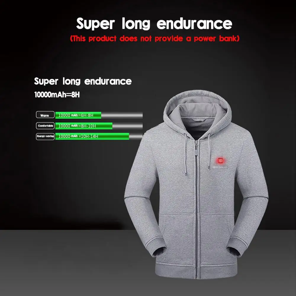 Зимний мужской теплый свитер с капюшоном и электрическим подогревом|Лыжные