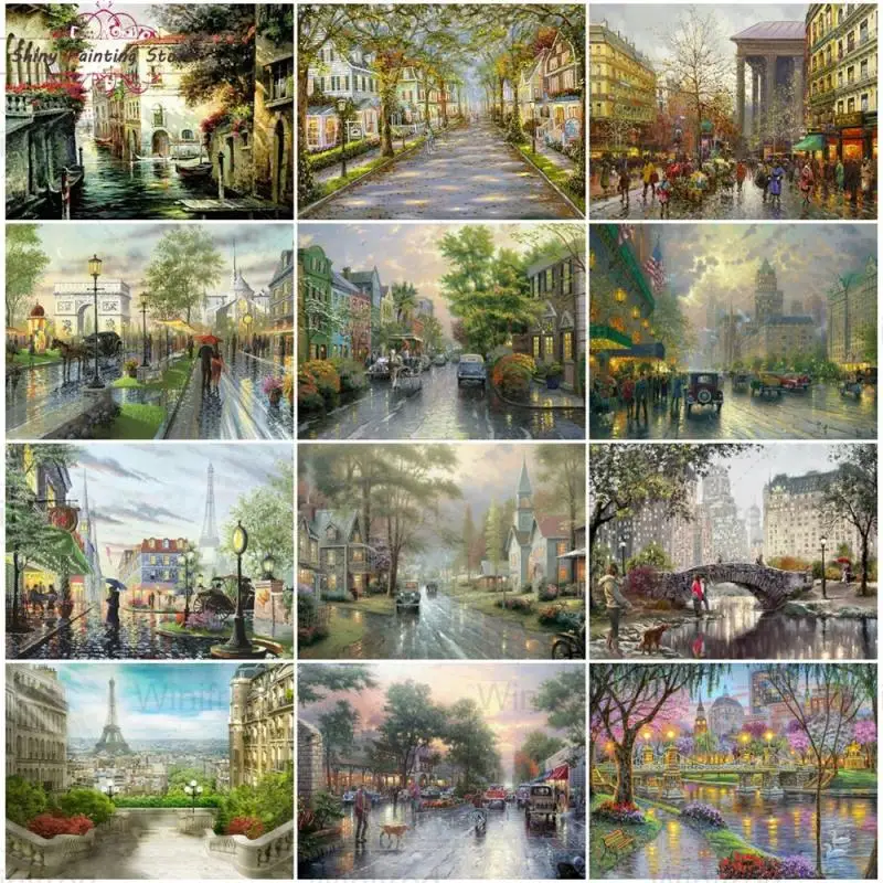 

Diamond Embroidery Street City Scenery Diamond Mosaic Picture Of Rhinestones Diamond Painting Landscape Cross Stitch Home Decor