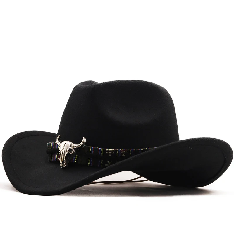 

New Vintage Western Cowboy Hat For Men Wide Brim Cowboy Jazz Cap With Leather Belt Sombrero Cap Four Seasons