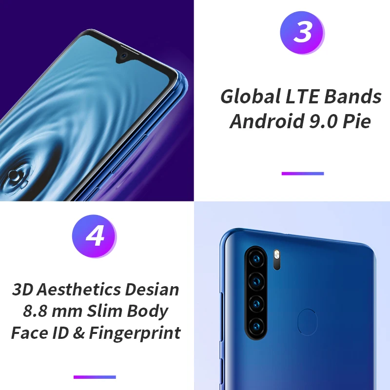 Blackview A80 Pro 6,49 ''4 GB 64GB Android 9,0 4G смартфон Helio P25 Quad Cameras глобальная версия 4680mAh мобильный телефон