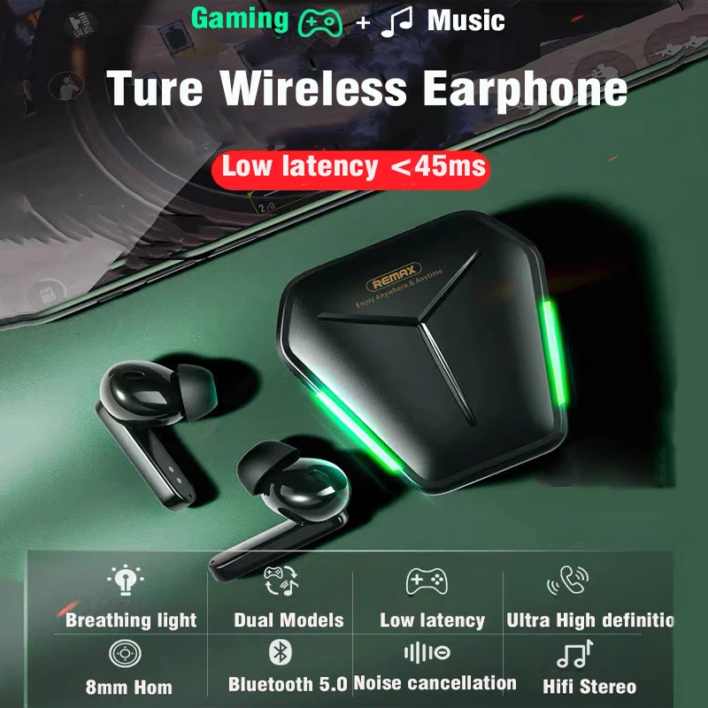 

True Wireless Gaming Earbuds Bluetooth Earphone With Game & Music Models 45ms Ultra Low Latency Dual Microphones Noise Cancel