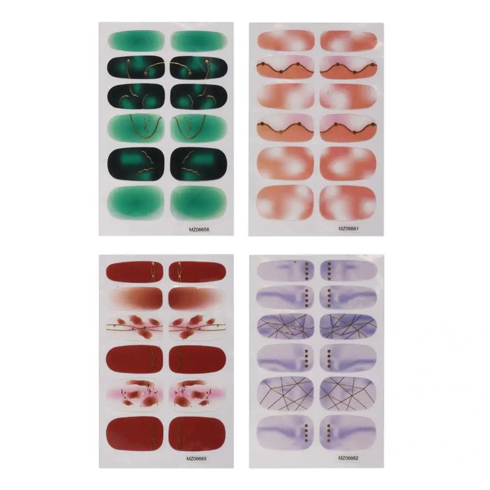 

Smooth 4Pcs/Set Delicate Wrap Decals Plain Decor Nail Art Sticker Ultra Thin Nail Foils Vivid for Female