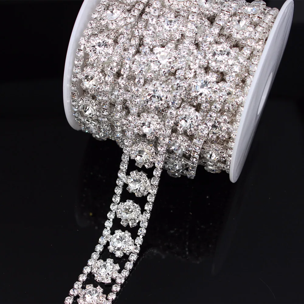 5 yard Wedding Dress Belt Costume Applique DIY Beauty Accessories Chain Silver/Gold Rhinestone Crystal Sew On Trims | Свадьбы и