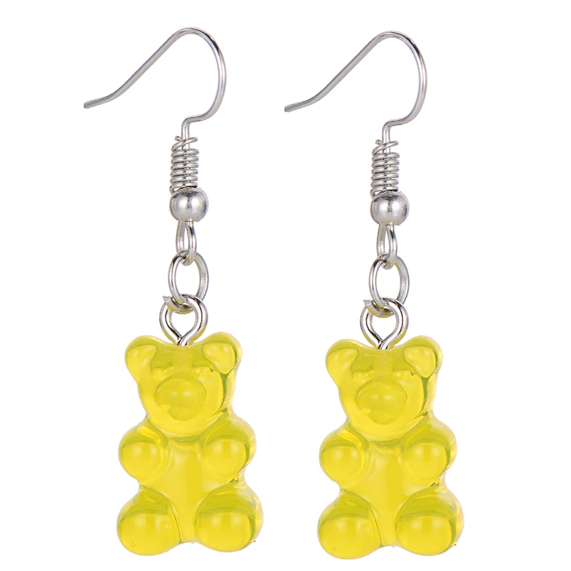 lemon yellow Милая подвеска-бутылка с фруктами, молоком, чаем, напитком, серьги-капли из смолы, модные карамельные цвета, Желтая Чашка лимона, свисающие серьги для женщин - Окраска металла: lemon yellow