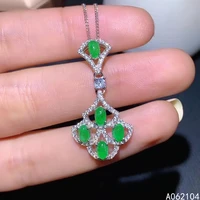 kjjeaxcmy fine jewelry 925 sterling silver inlaid natural emerald womens lovely exquisite egg face gem pendant necklace support