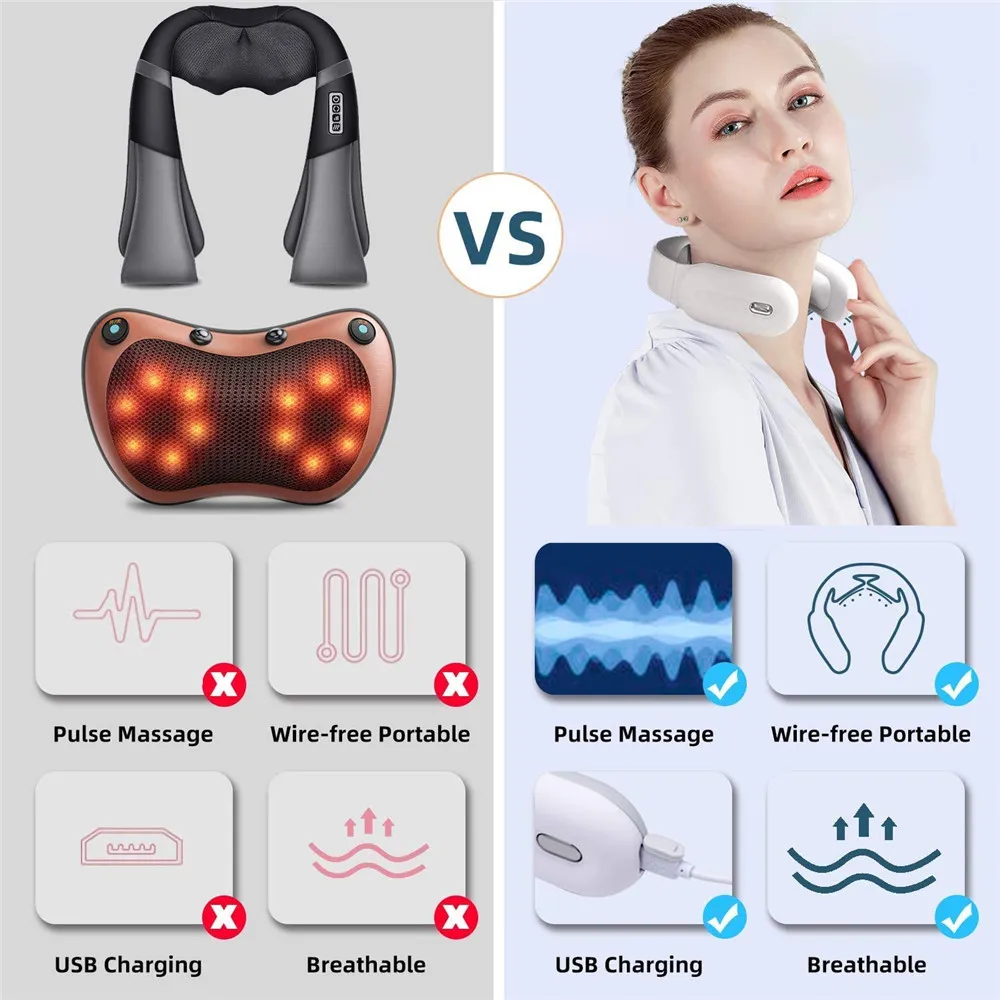 

Neck Massager Smart Cervical Massage Hot Compress Shoulder Body Massager Therapy Pulse Pain Relief Tool Health Care Relaxation