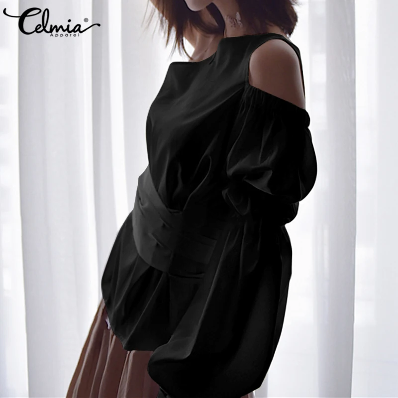 Женская Повседневная Блузка Celmia повседневная однотонная блузка с воротником