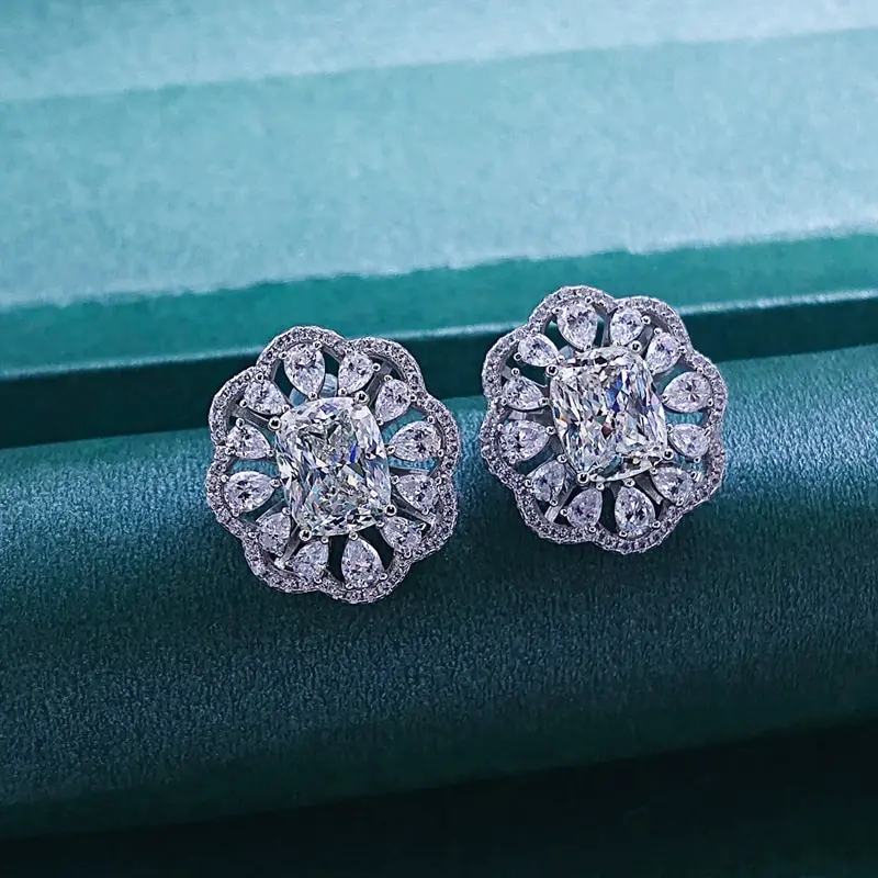 

Jazaz Fine Sparking Created Moissanite Colorful High Carbon Diamond Gemstone Stud Earrings Women 100% 925 Sterling Silver B0869