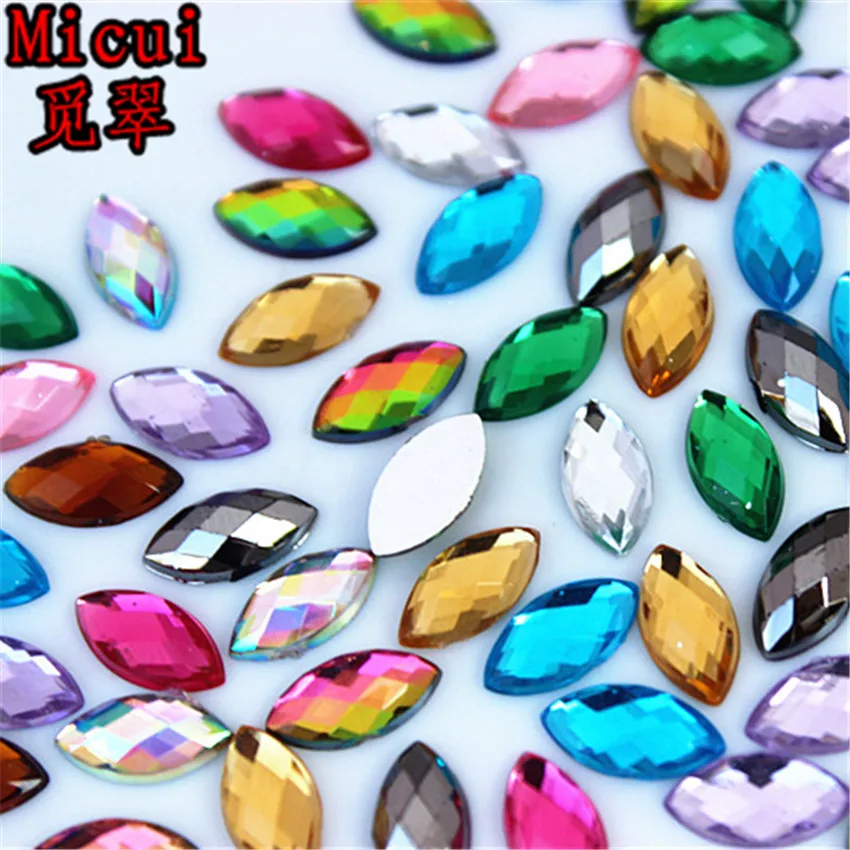 Mix color Micui 100 шт 5*10 мм разноцветные стразы «лошадиный глаз» с плоской задней стороной акриловые камни хрустальные камни не Швейные бусины для одежды DIY MC320 - Цвет: Mix color